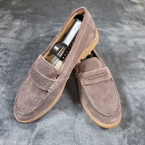 Hush Puppies Brown Suede Loafers with Stud Detail